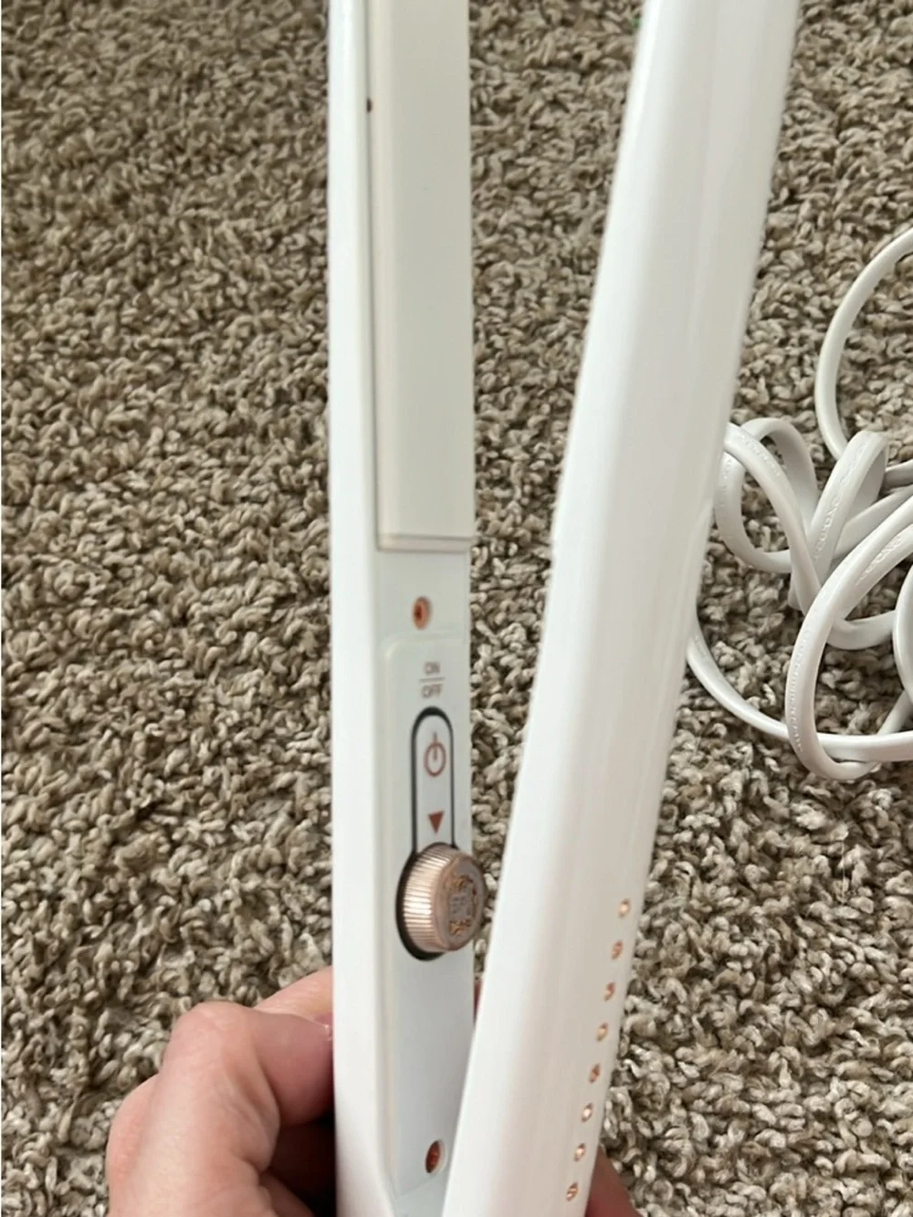 T3 single pass White Hair Straightener with Temperature Dial